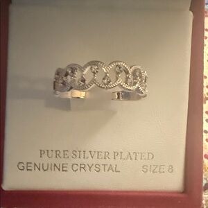 Silver Plated Crystal Ring size 8